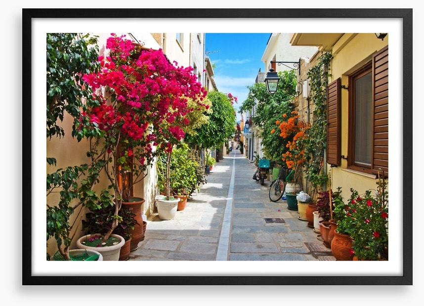 Narrow street in Rethymnon, Greece