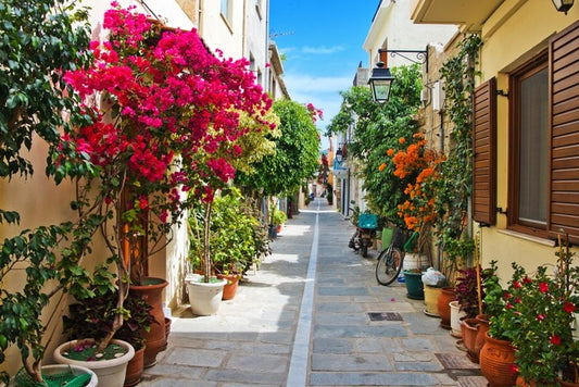 Narrow street in Rethymnon, Greece