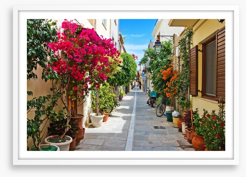 Narrow street in Rethymnon, Greece
