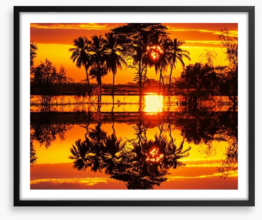 Blazing sunset reflections