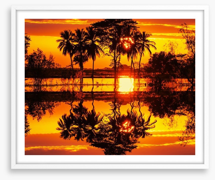 Blazing sunset reflections