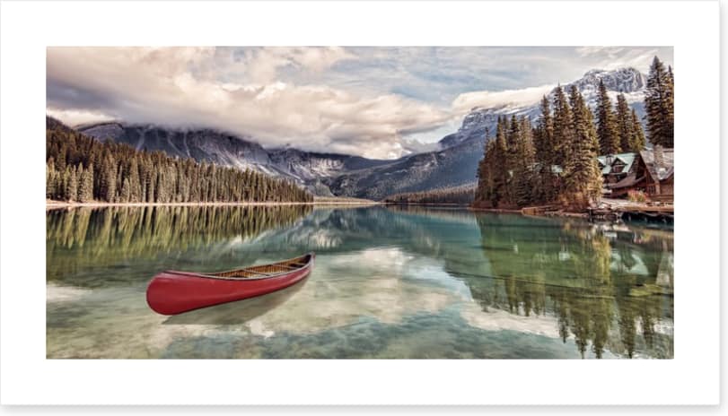 Red canoe reflections