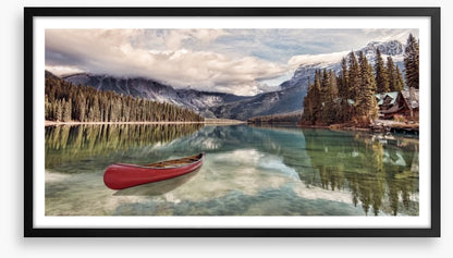 Red canoe reflections