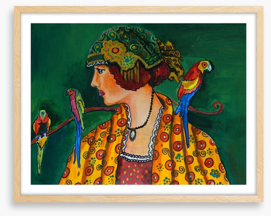 The girl with parrots