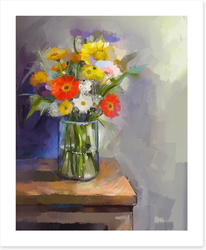 In the glass vase