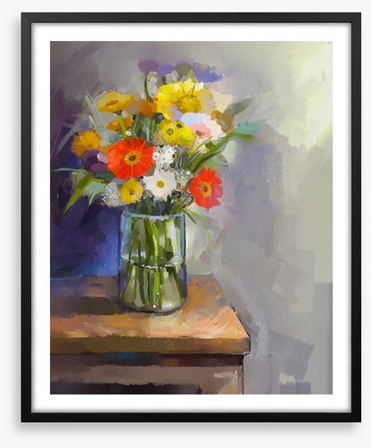 In the glass vase