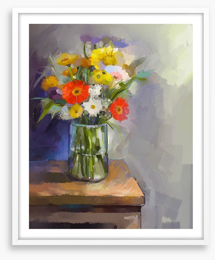 In the glass vase