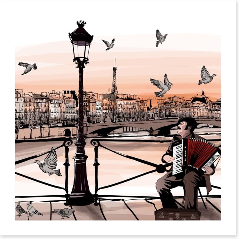 Accordionist playing in Paris