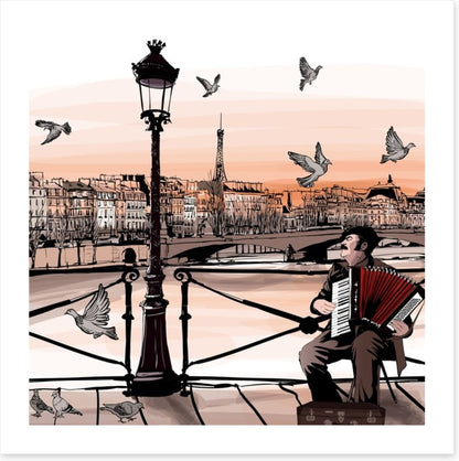 Accordionist playing in Paris