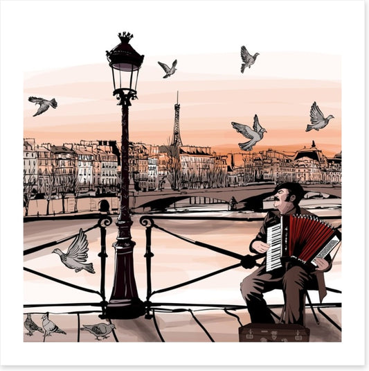 Accordionist playing in Paris