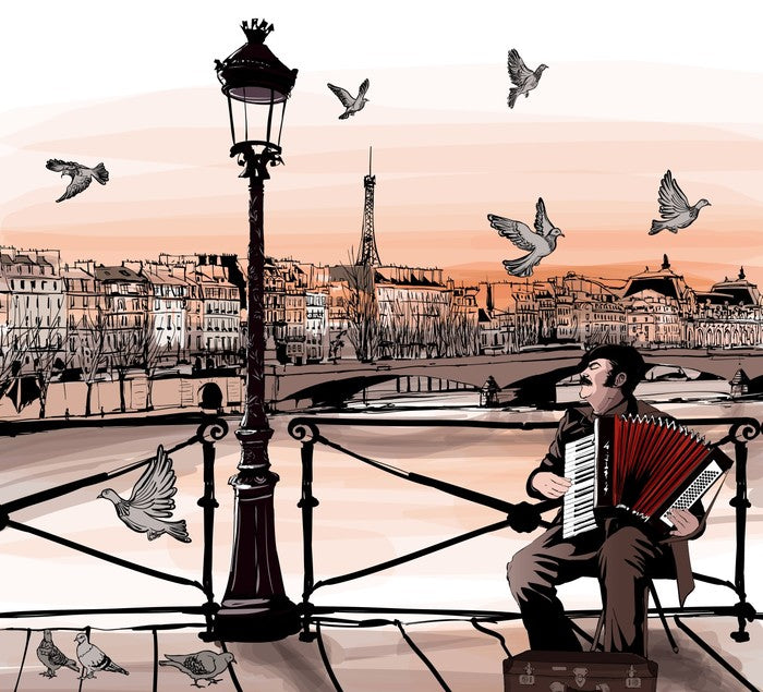 Accordionist playing in Paris