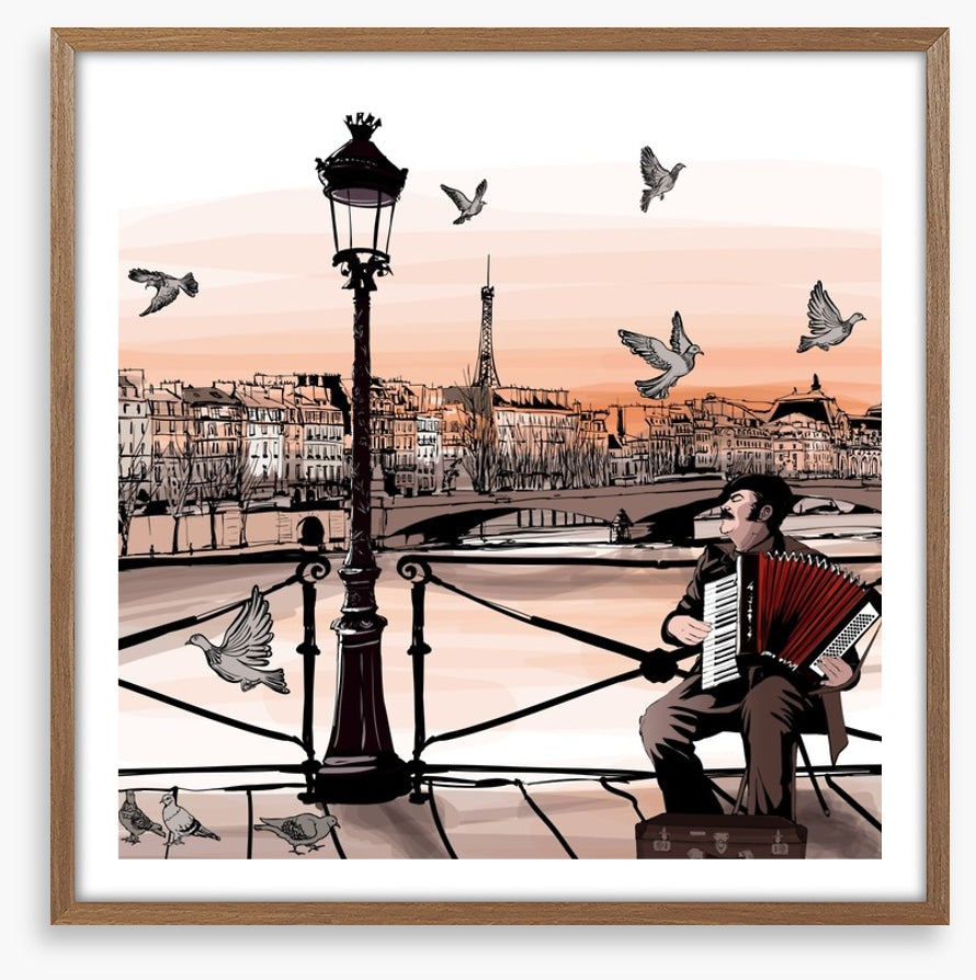 Accordionist playing in Paris