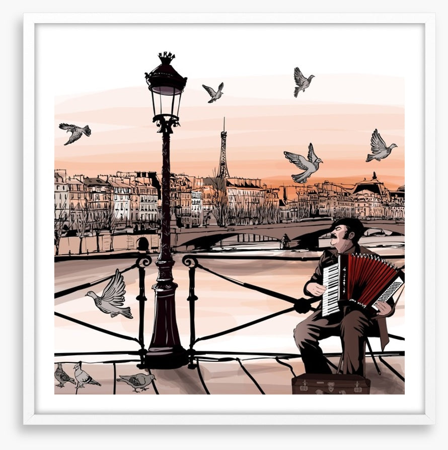 Accordionist playing in Paris