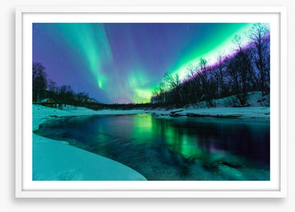 Aurora borealis winter lights