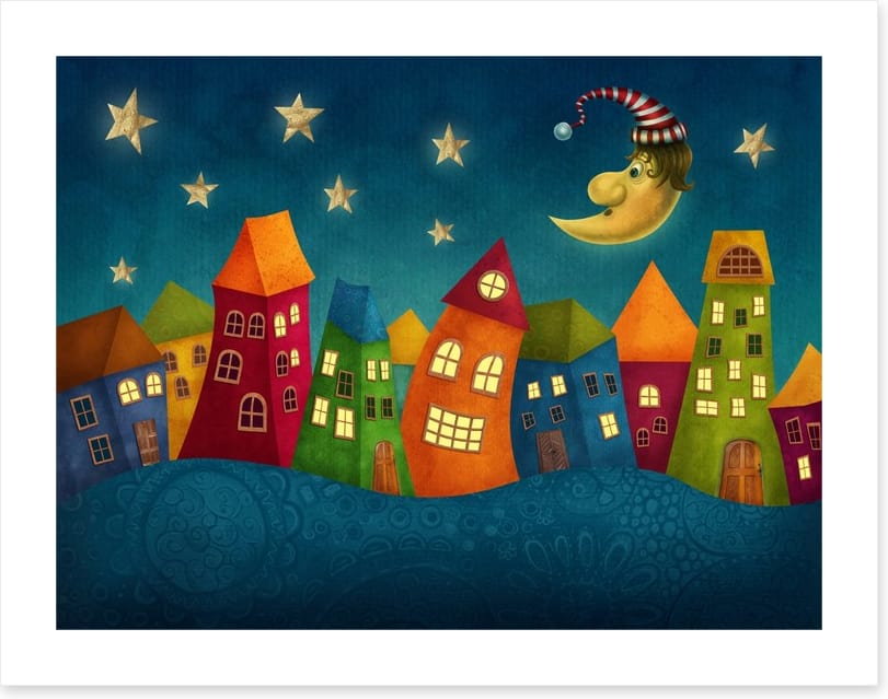 Night in the colourful town