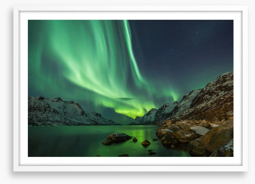 Aurora Borealis over the fjord