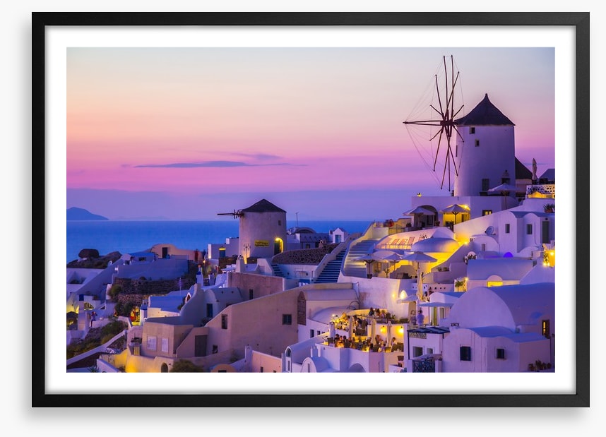 Purple sunset in Santorini, Greece