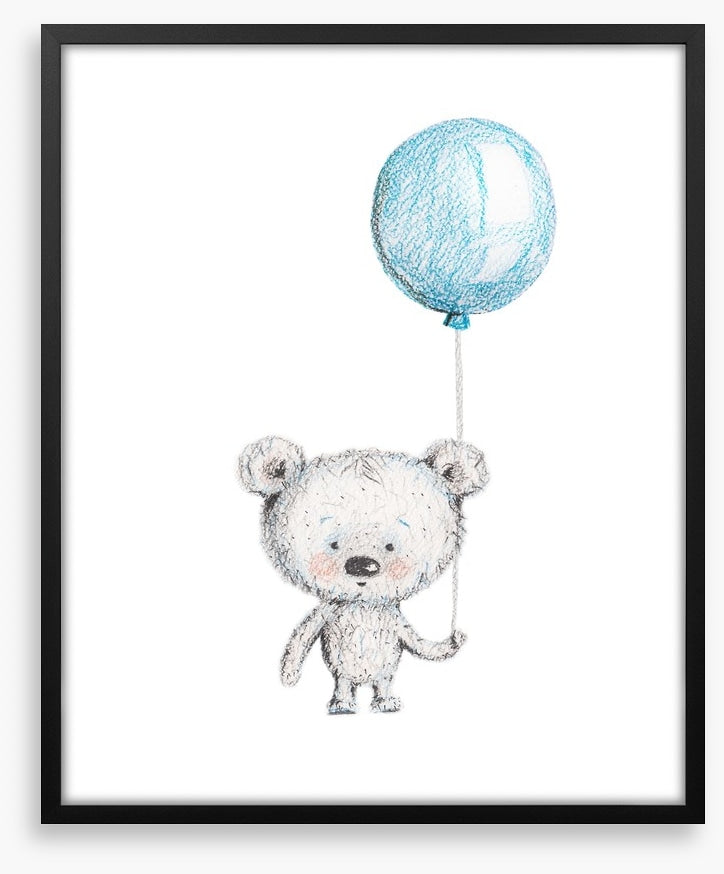 Bear with blue balloon