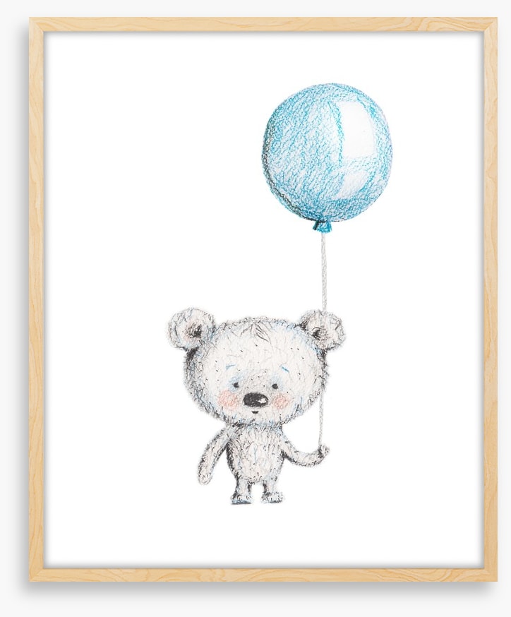 Bear with blue balloon