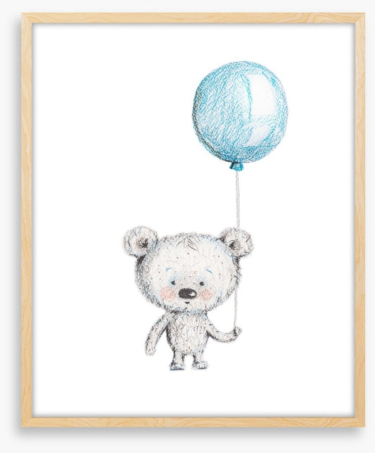Bear with blue balloon
