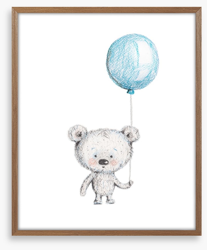 Bear with blue balloon