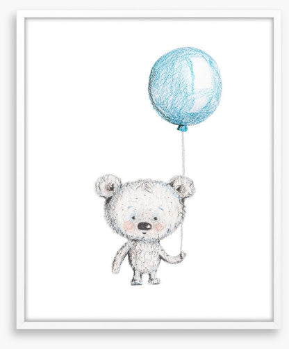 Bear with blue balloon