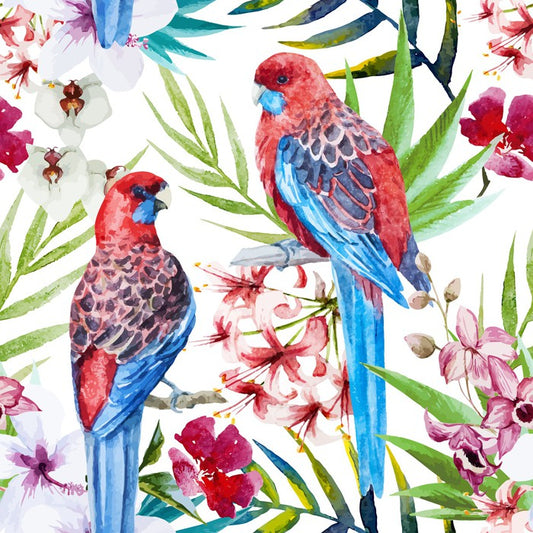 Two crimson rosellas