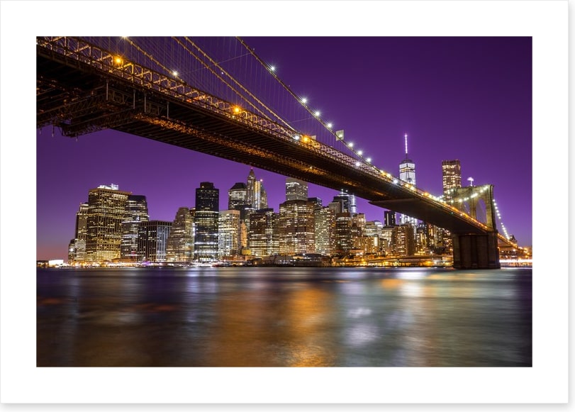Manhattan under a purple sky