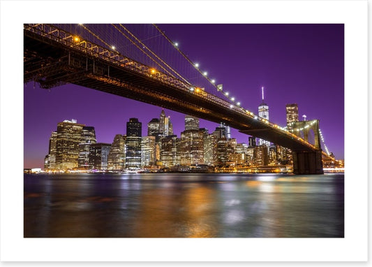 Manhattan under a purple sky