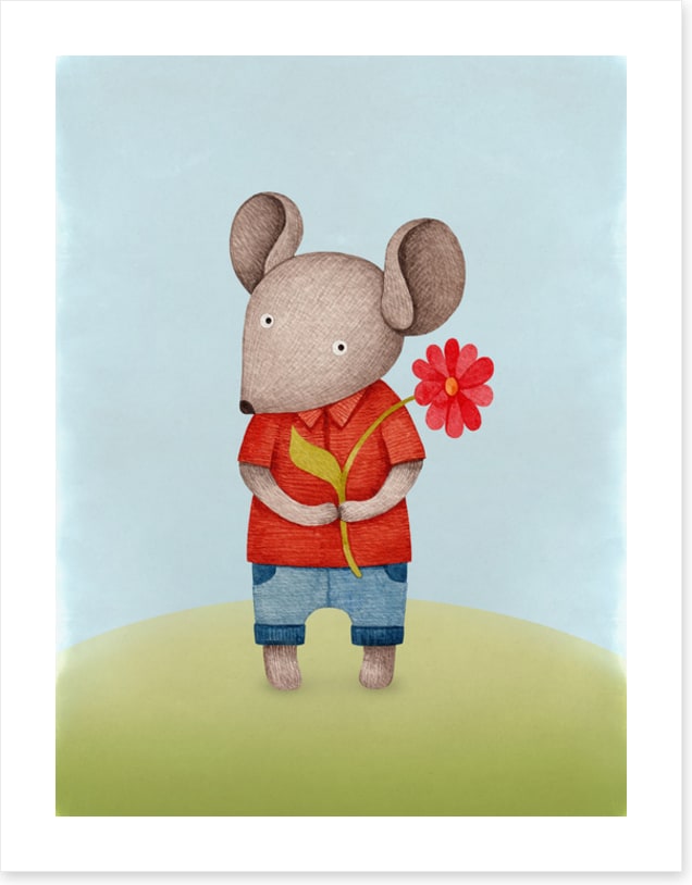 Red flower mouse