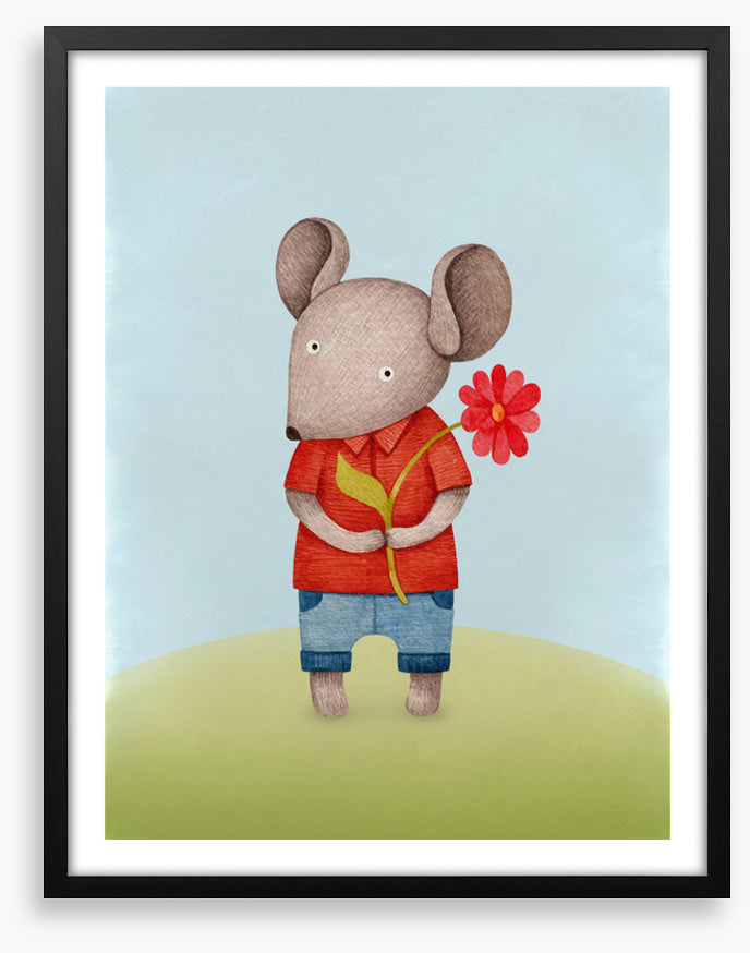 Red flower mouse