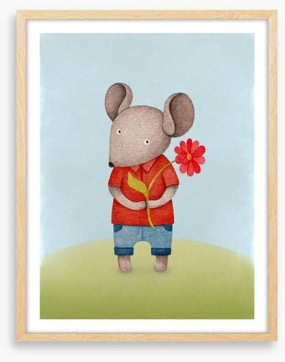 Red flower mouse
