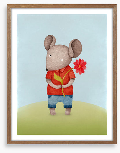 Red flower mouse