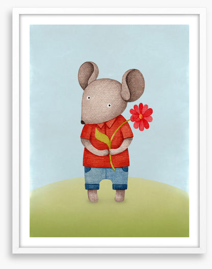 Red flower mouse