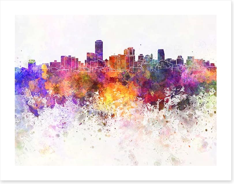 Adelaide skyline watercolour