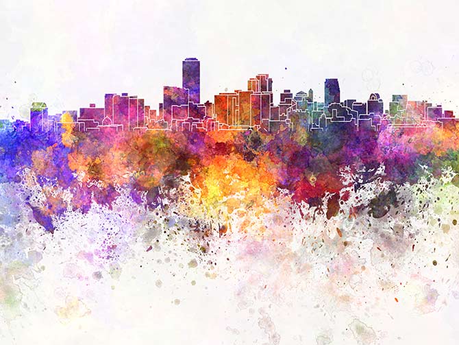 Adelaide skyline watercolour