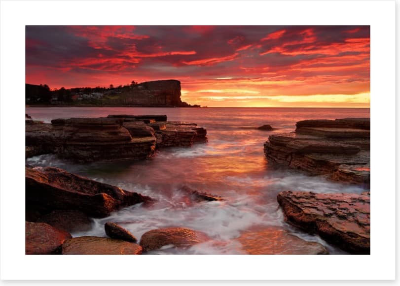 Blazing sunrise from Avalon Beach