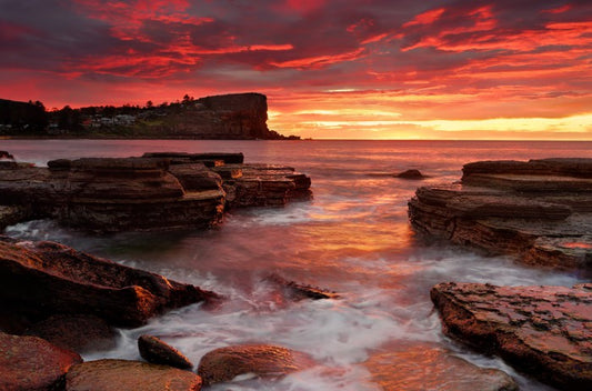 Blazing sunrise from Avalon Beach
