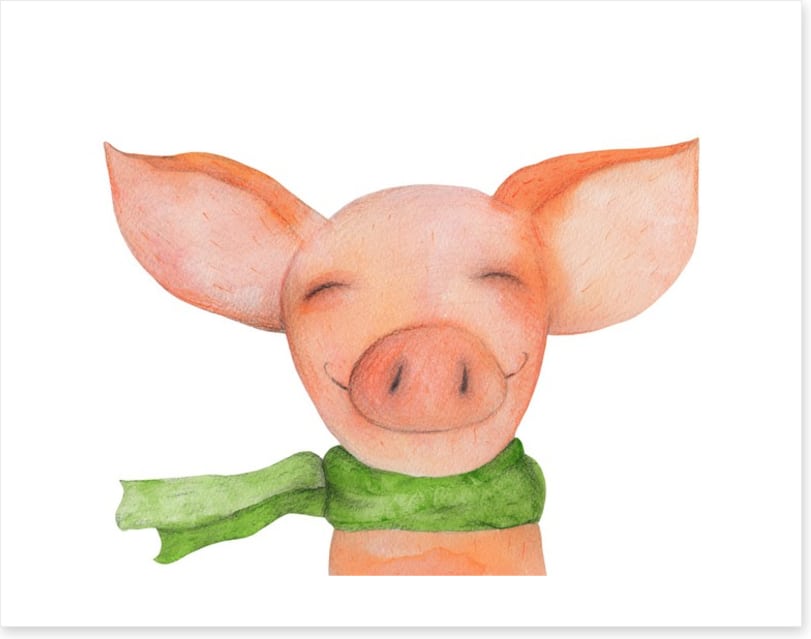 Pig in a scarf