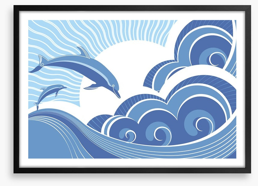 Dolphins jumping