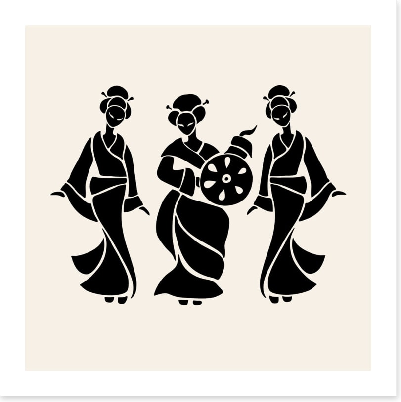 Fan dance trio