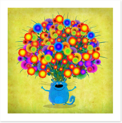 Blue cat with Asters