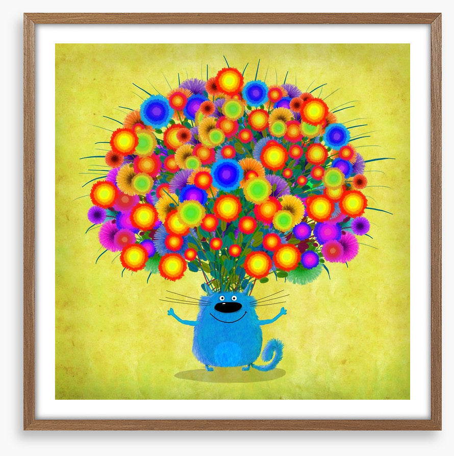 Blue cat with Asters