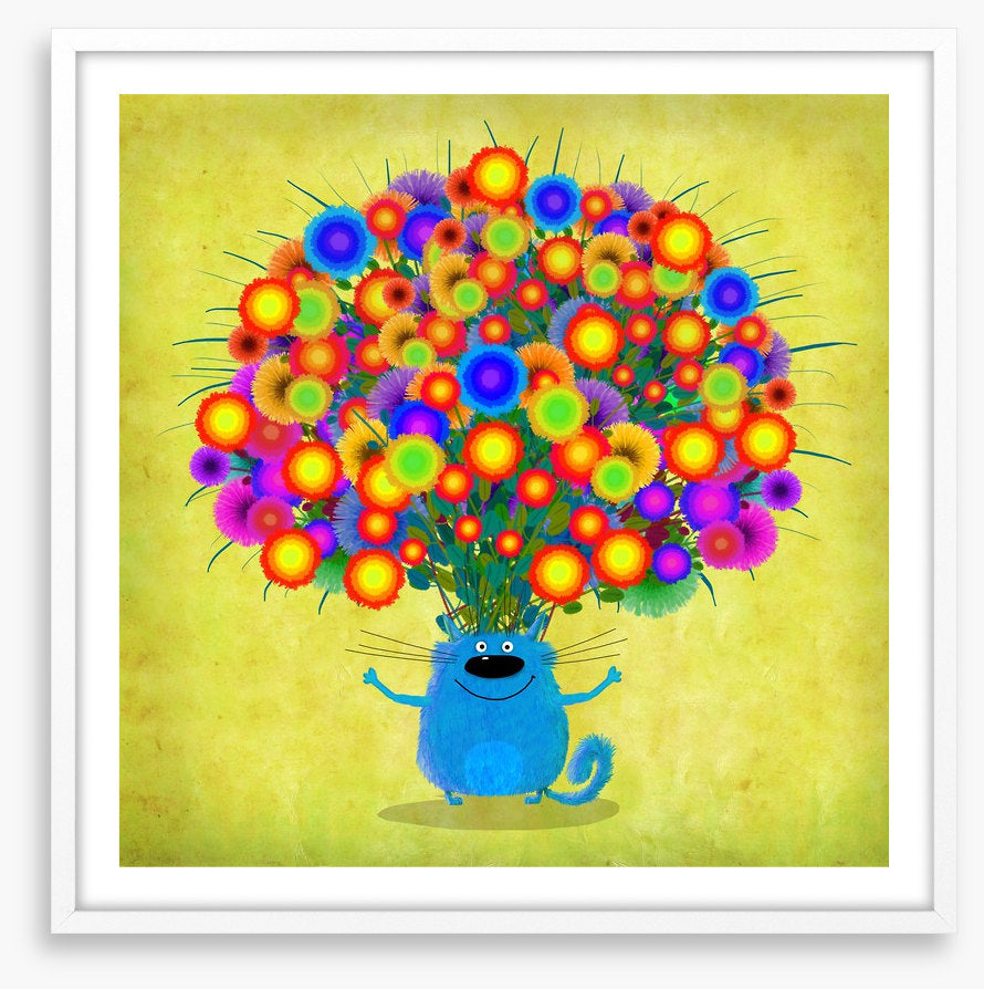 Blue cat with Asters