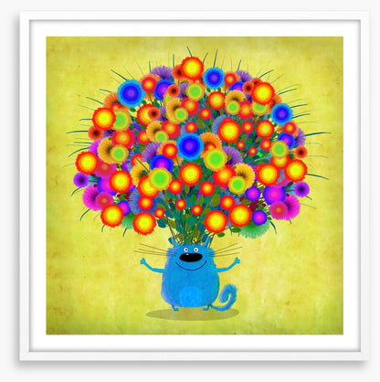 Blue cat with Asters
