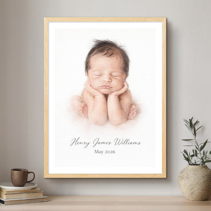 Baby Ink Line Artistic Design Custom Portrait | Framed Art Print