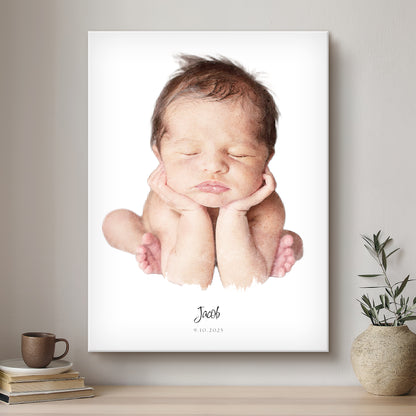 Baby Soft Watercolour Custom Portrait | Stretched Canvas