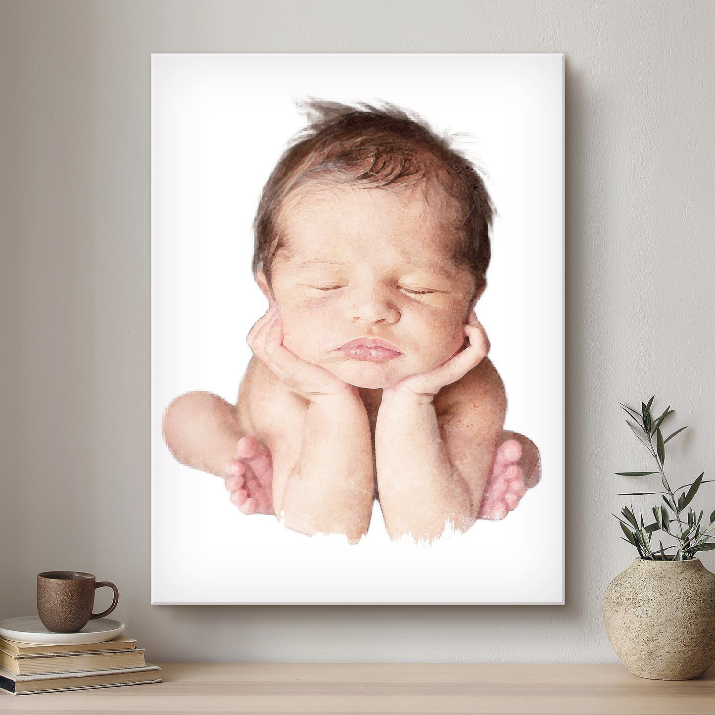 Baby Soft Watercolour Custom Portrait | Stretched Canvas
