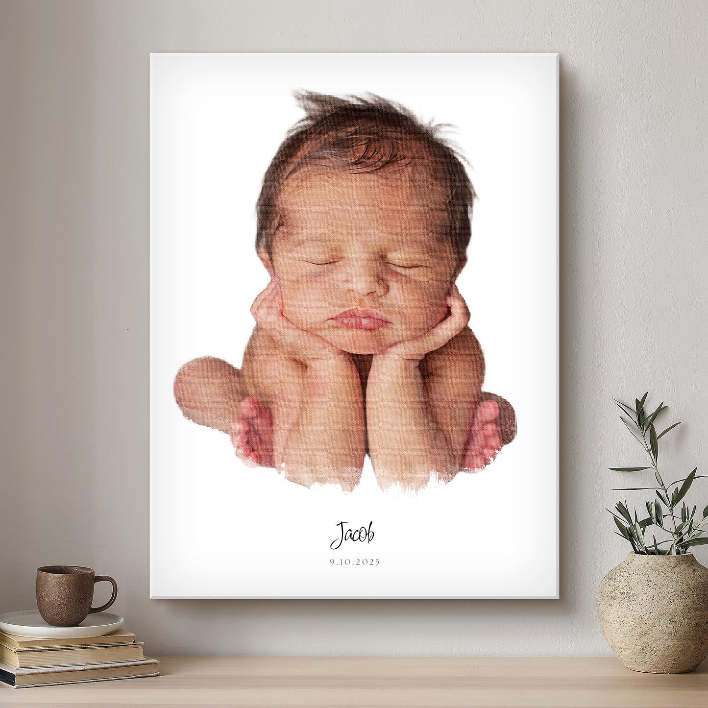 Baby Modern Art Artistic Design Custom Portrait | Stretched Canvas