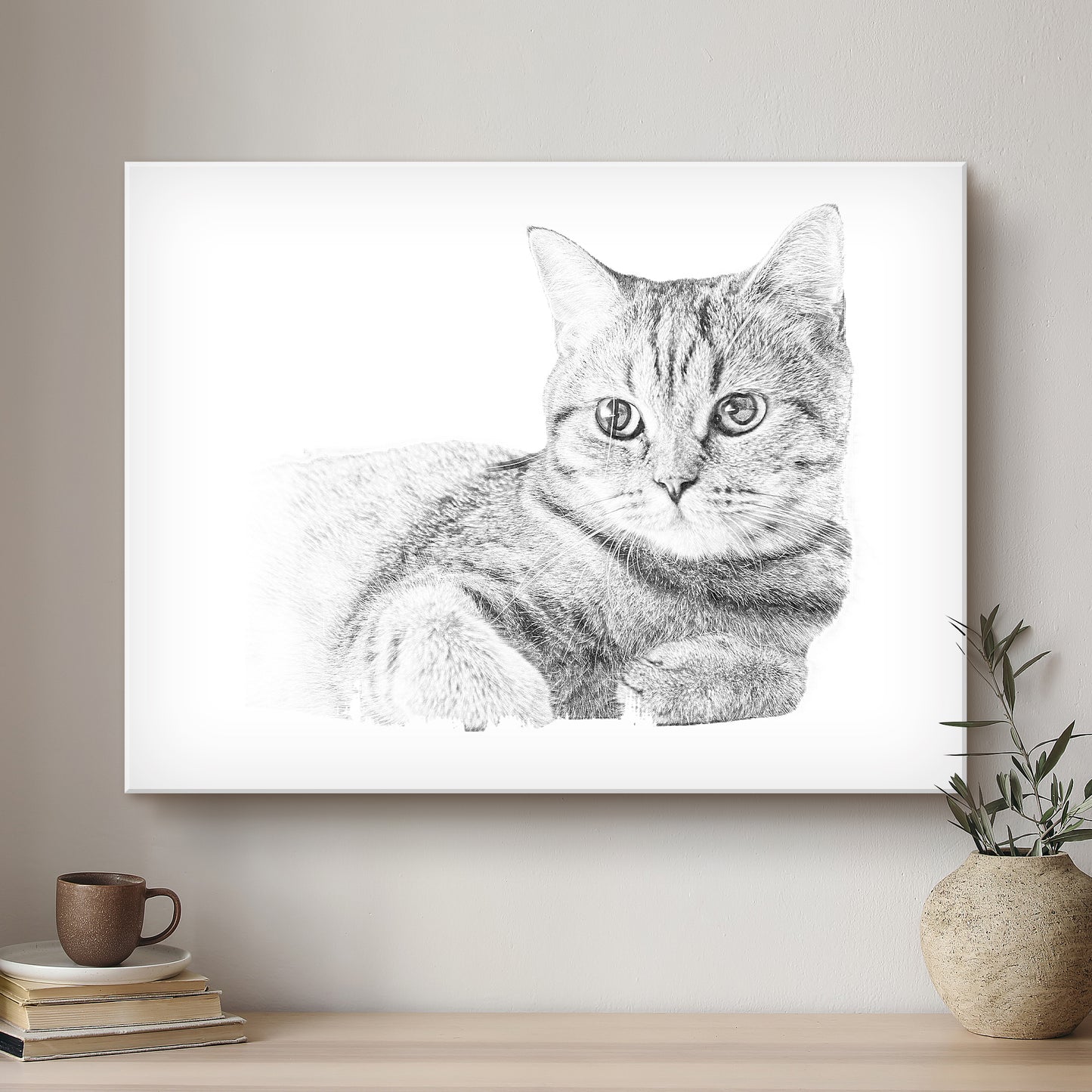 Cat Black & White Artistic Design Custom Portrait | Stretched Canvas